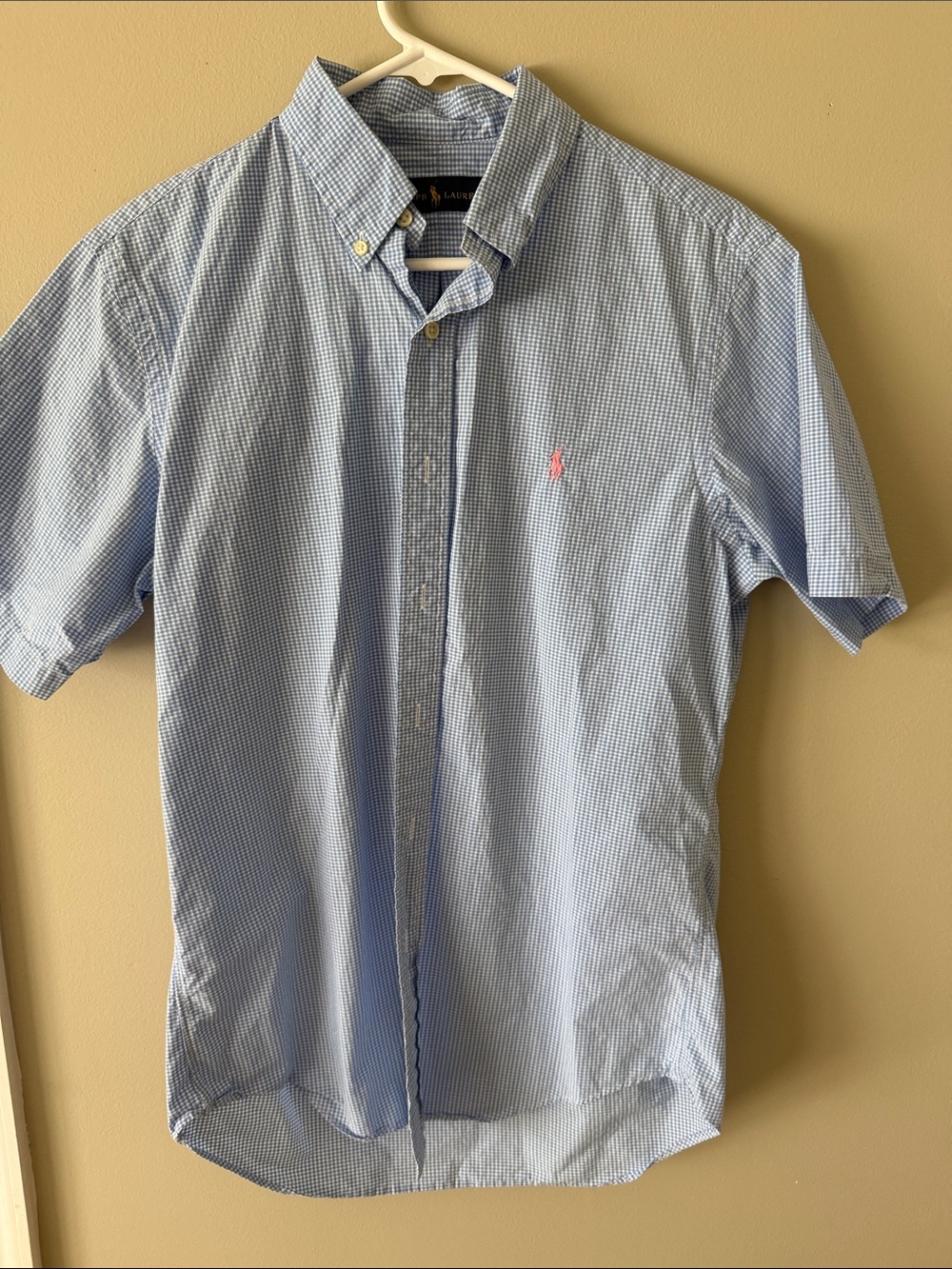 Polo by Ralph Lauren Light Blue Mini-Check Short Sleeve Button-Down Shirt